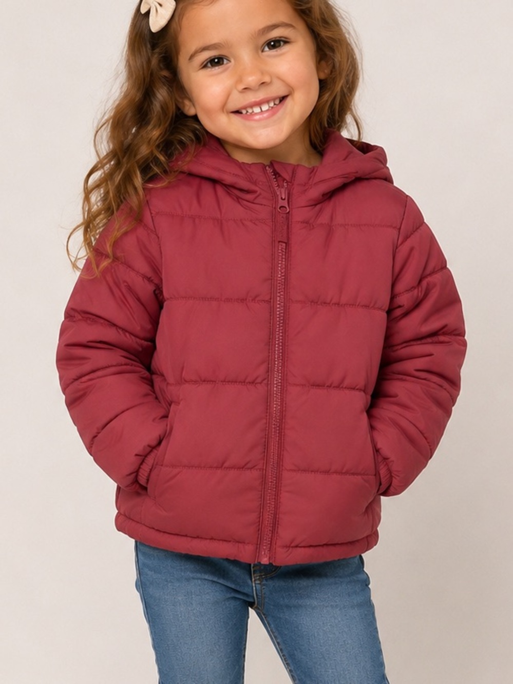 The Children's Place Red Hooded Quilted Puffer Jacket